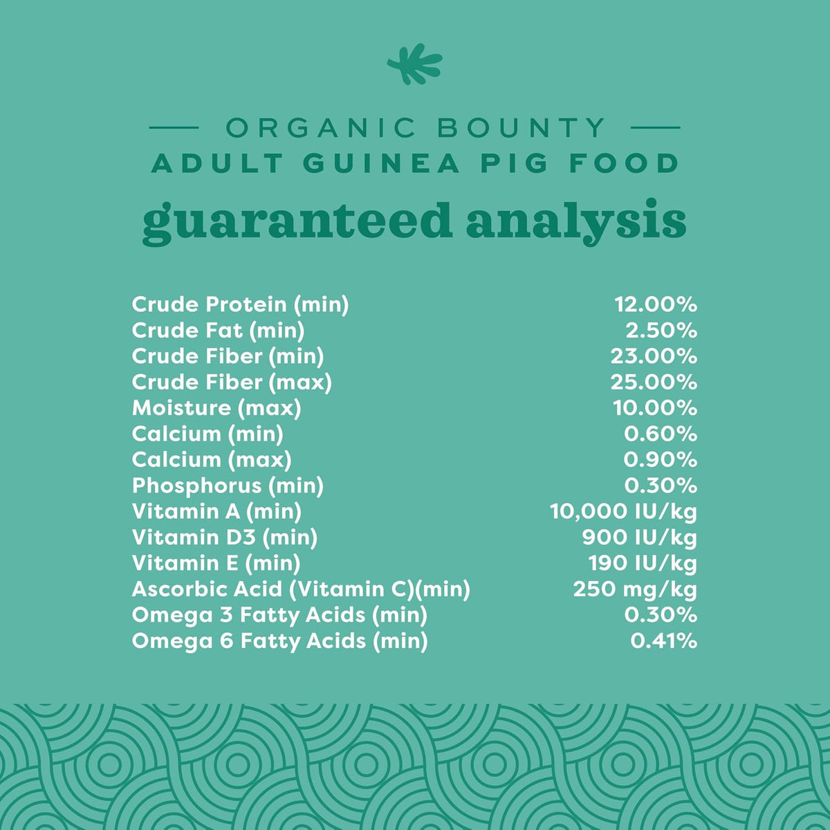 Premium small animal food package for adult guinea pigs over six months