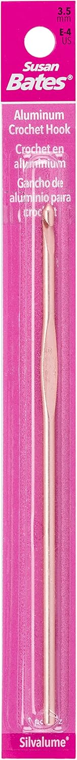 Susan Bates 5-1/2-Inch Silvalume Aluminum Crochet Hook, 3.5mm, Salmon - Image 1