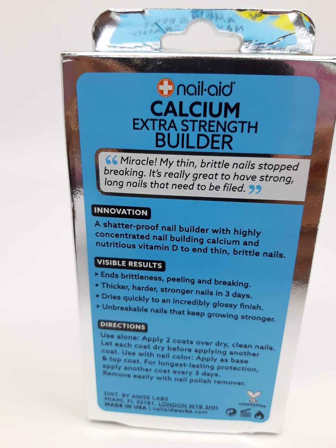 Nail-Aid nail hardener packaging and label details