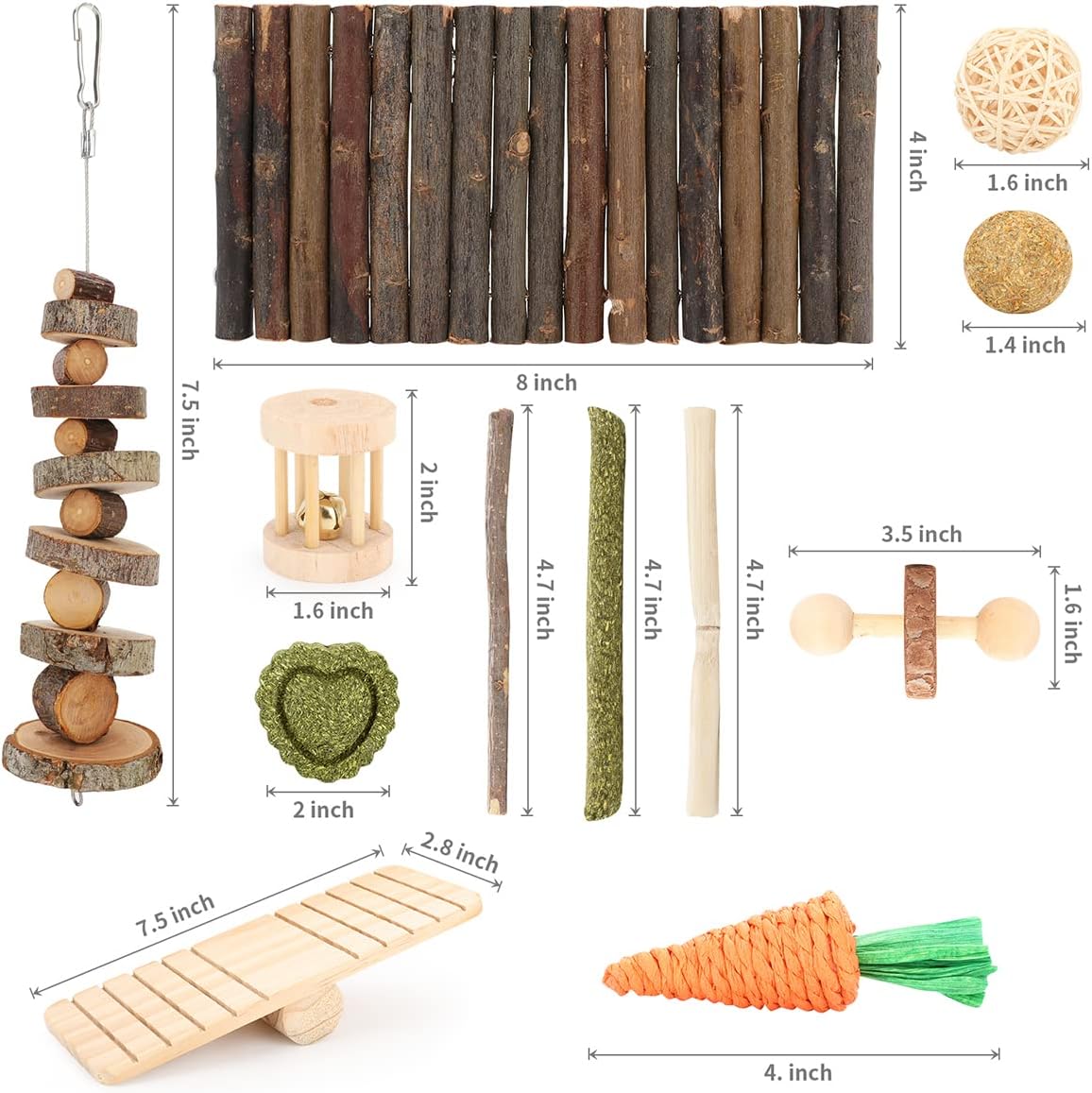 YIXUND pocket pet habitat toy kit laid out on a clean backdrop showing variety count.