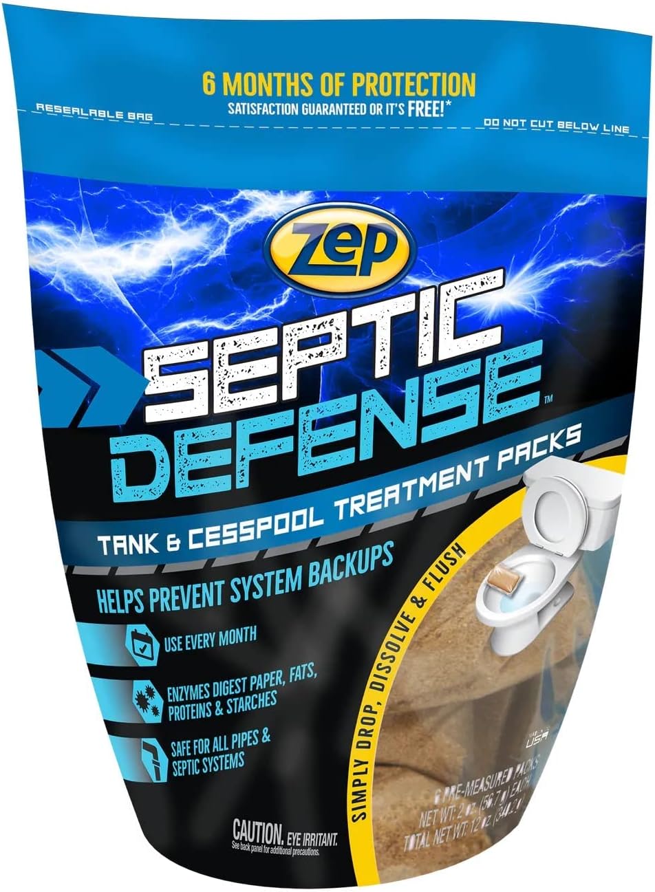 Zep Septic Defense System Treatment Dissolvable Packs - 6 Month Supply - ZSTP6 - Safe for Pipes and All Septic Tanks , Brown - Image 1