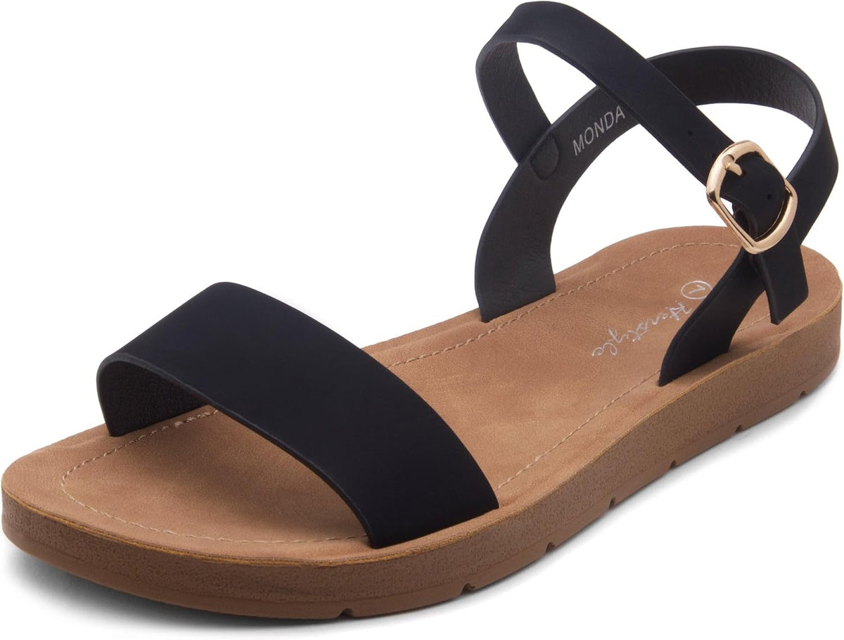 Herstyle Flat Sandals for Women - Open Toe 1 Band Ankle Strap Summer Dressy Sandals, Lightweight Casual Strappy Slip-On Flats with Adjustable Buckle - Image 11