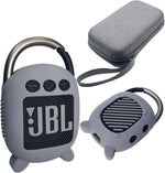JCHPINE speaker carrying case grey front view showing hard shell exterior structure.
