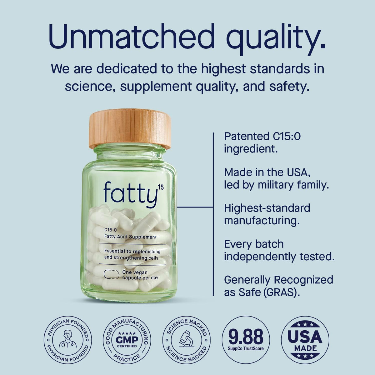 Fatty15 cellular health supplement nutritional label details