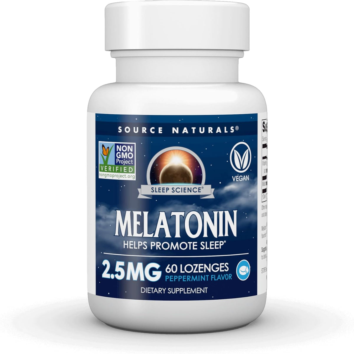 Melatonin, 2.5 mg, Sublingual Peppermint 60 Tabs by Source Naturals - Image 1