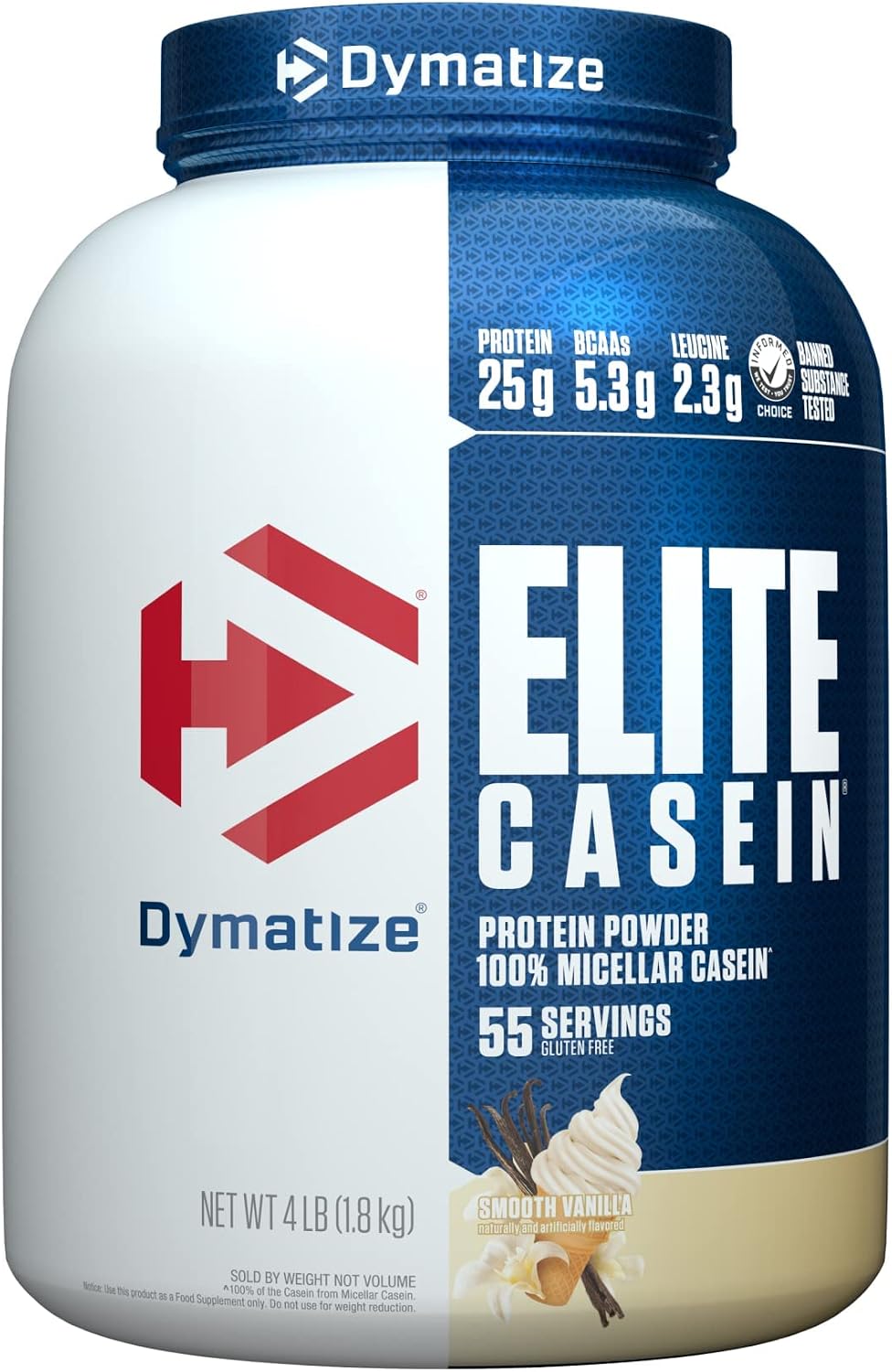 Dymatize Elite Casein Protein Powder Smooth Vanilla front view