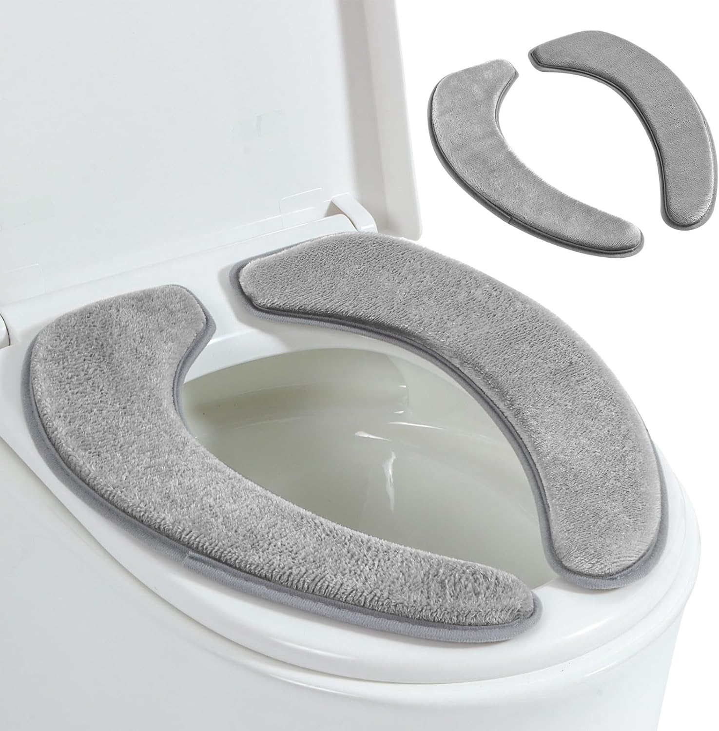 AZHCHKE memory foam toilet seat cover front view in gray color