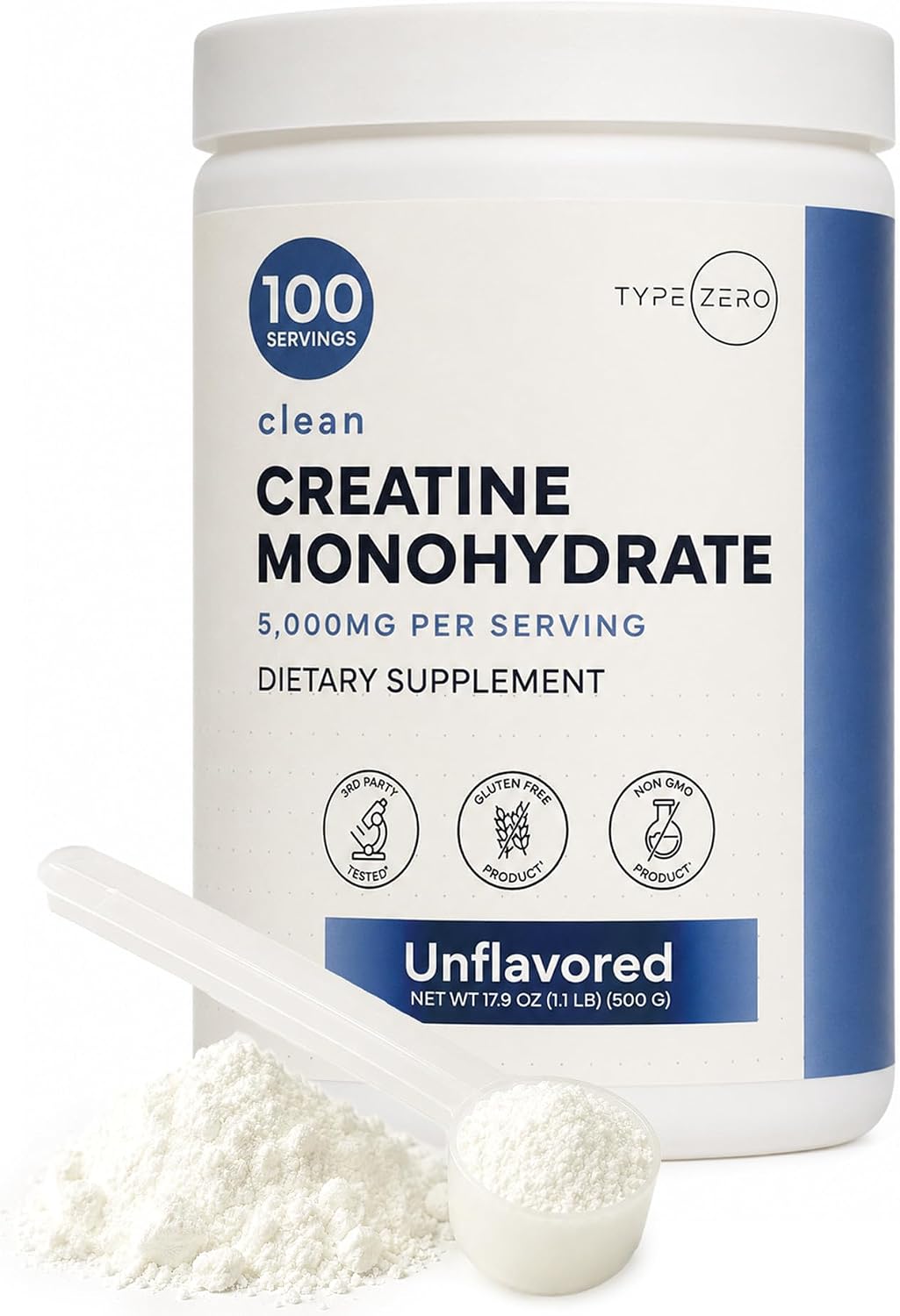 Type Zero Creatine Monohydrate Powder front view tub