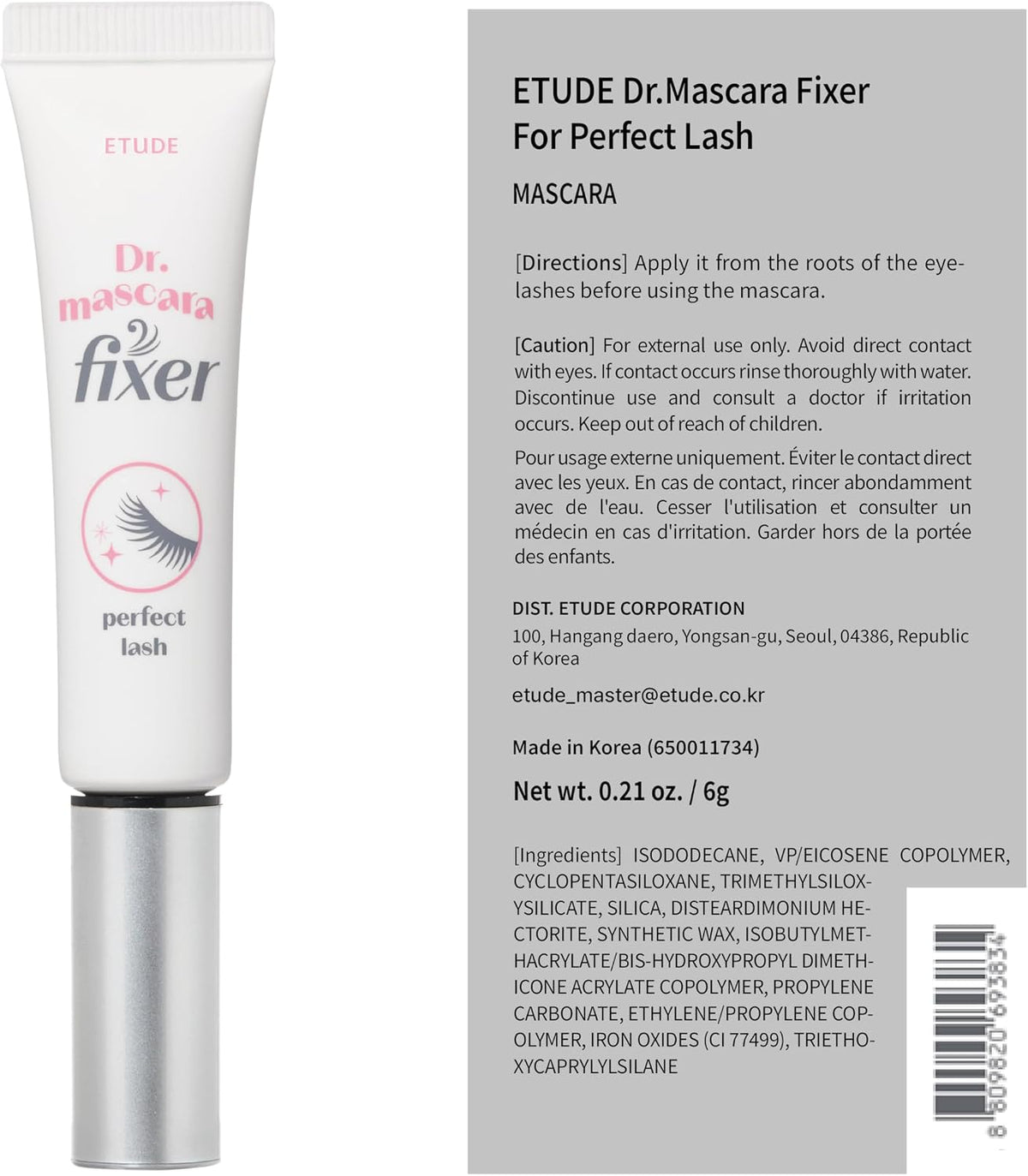 ETUDE Dr Mascara Fixer clear volume primer product shot