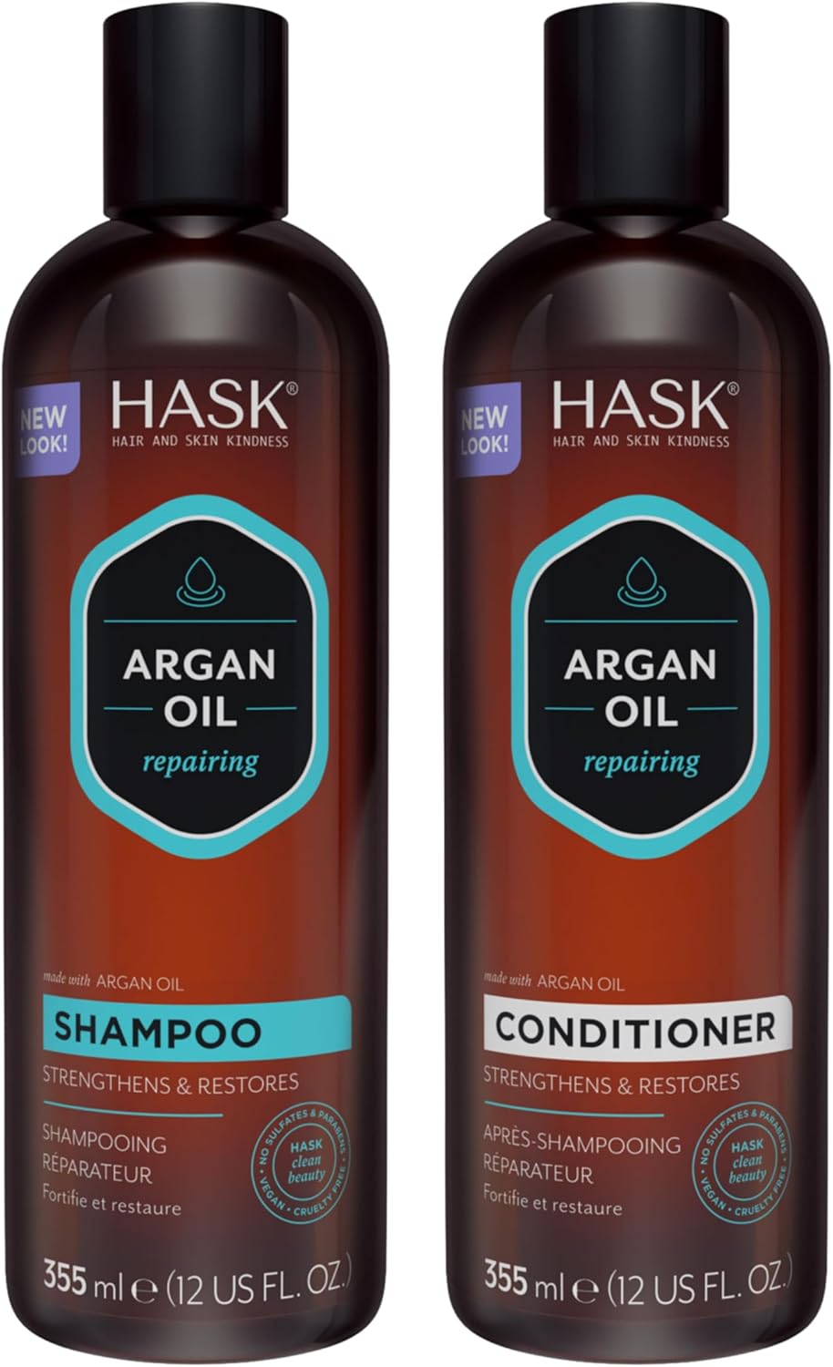 HASK Argan Oil Shampoo And Conditioner front view bottles