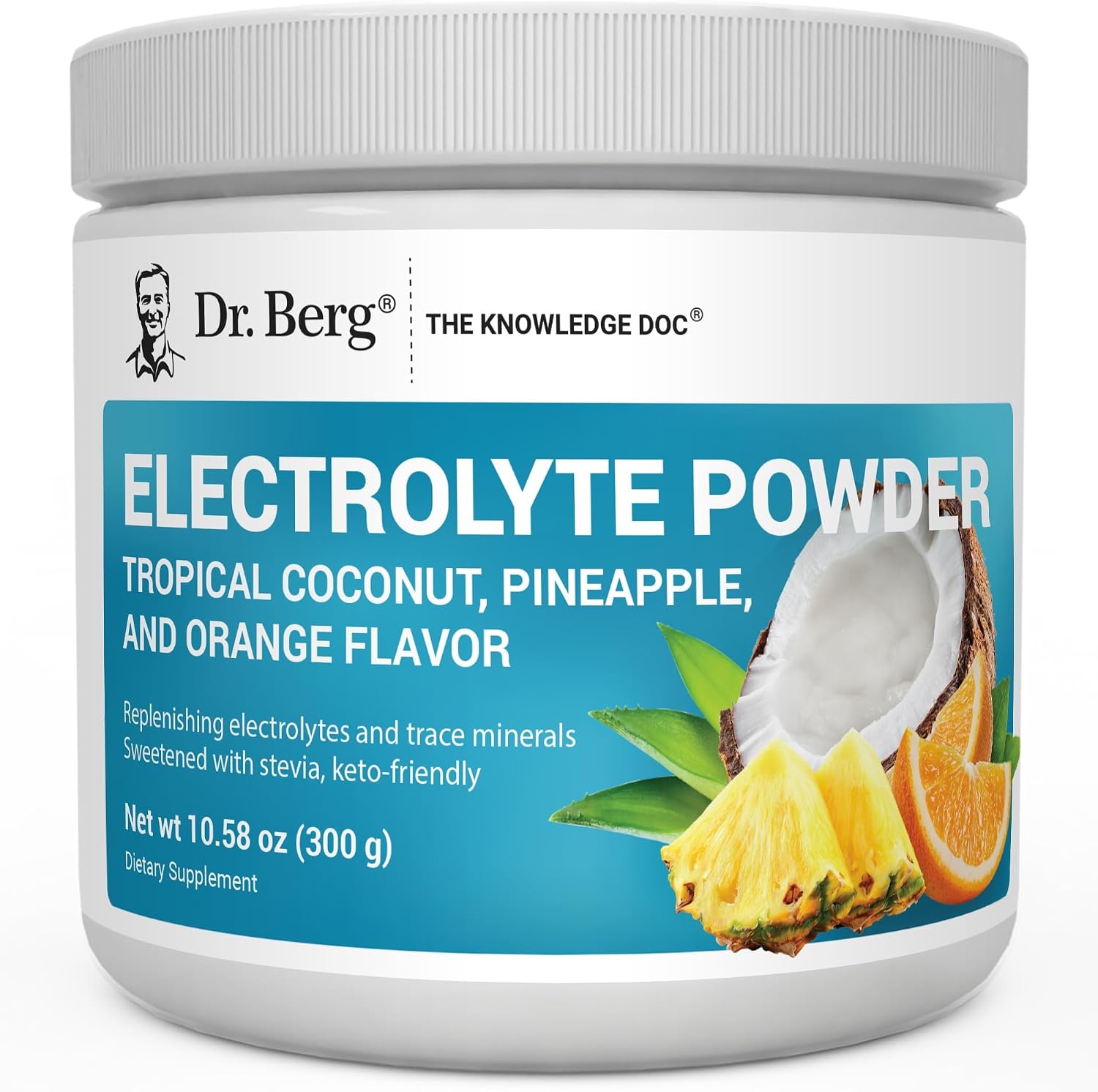 Dr. Berg Zero Sugar Hydration Keto Electrolyte Powder front packaging view for authentic fitness supplements.