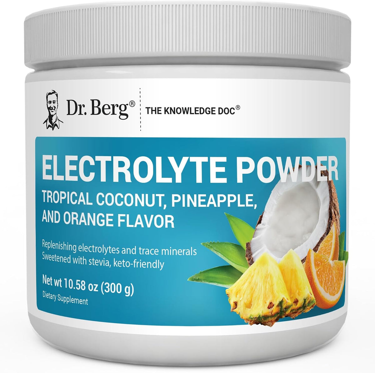 Dr. Berg Zero Sugar Hydration Keto Electrolyte Powder front packaging view for authentic fitness supplements.