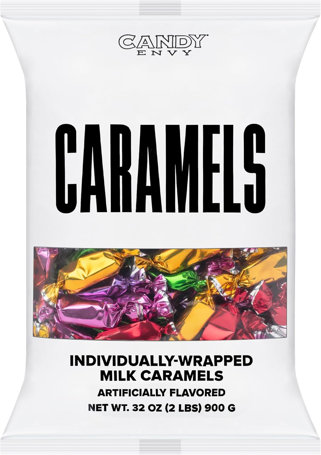 Candy Envy vibrant metallic foil wrapped caramels texture detail
