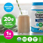 Orgain imported organic vegan vanilla protein powder ingredients list view