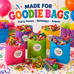Colorful display of individually wrapped American candies for a party dessert table
