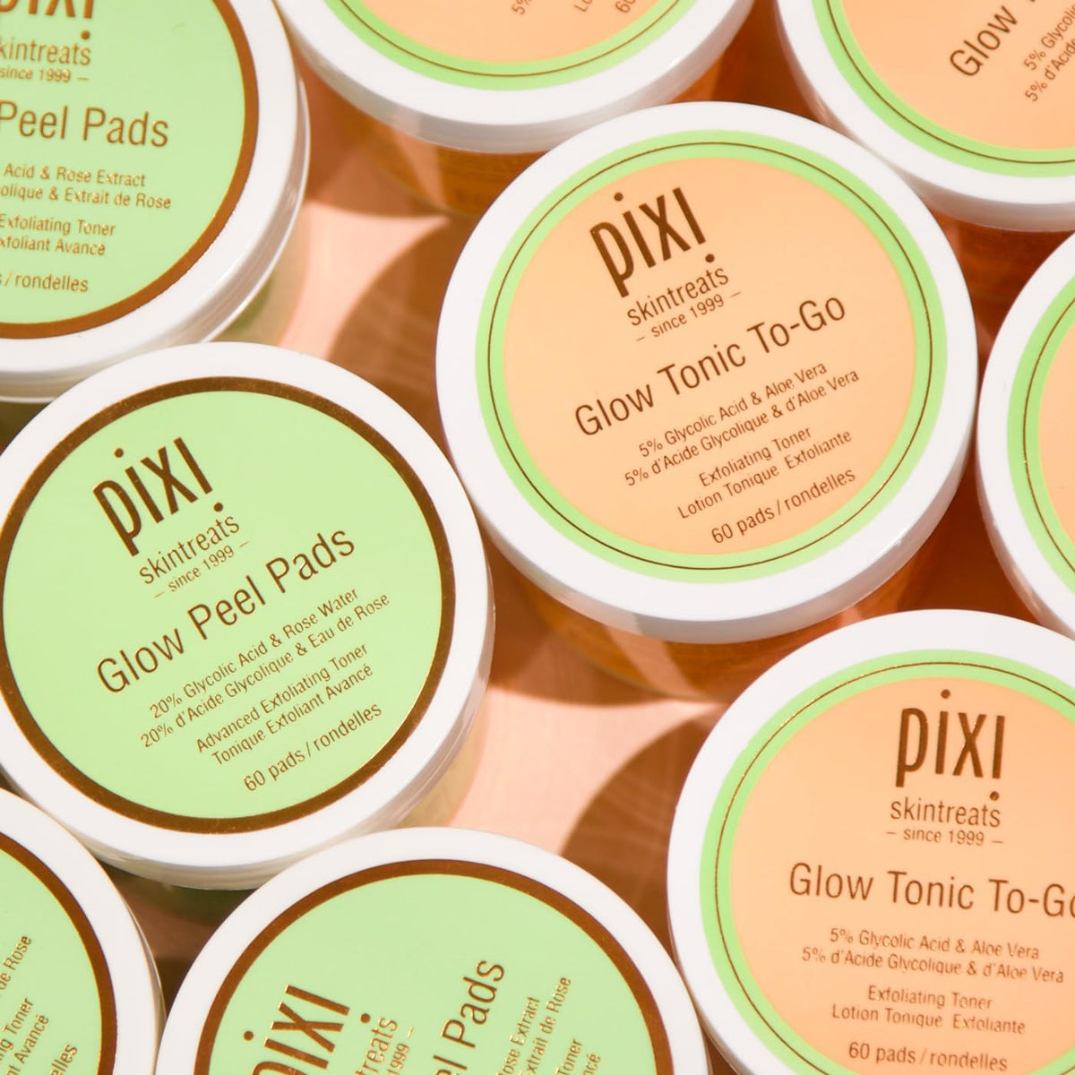 Authentic Pixi skincare pre soaked glow pads for brightening treatment