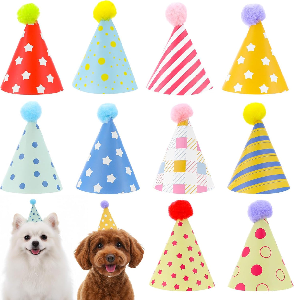 Tucnoeu 10pcs Colorful Mini Party Hats front view