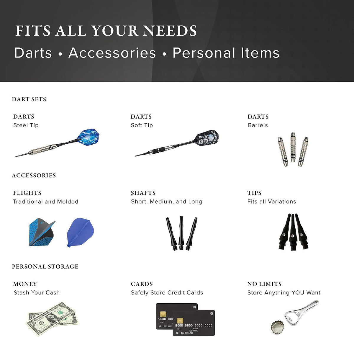Casemaster Sole Aluminum Slim Profile Dart Case Holds 3 Steel Tip and Soft Tip Darts with Enough Space to Keep Flights in Shape, Features Built-In Pockets for Other Accessories - Image 10