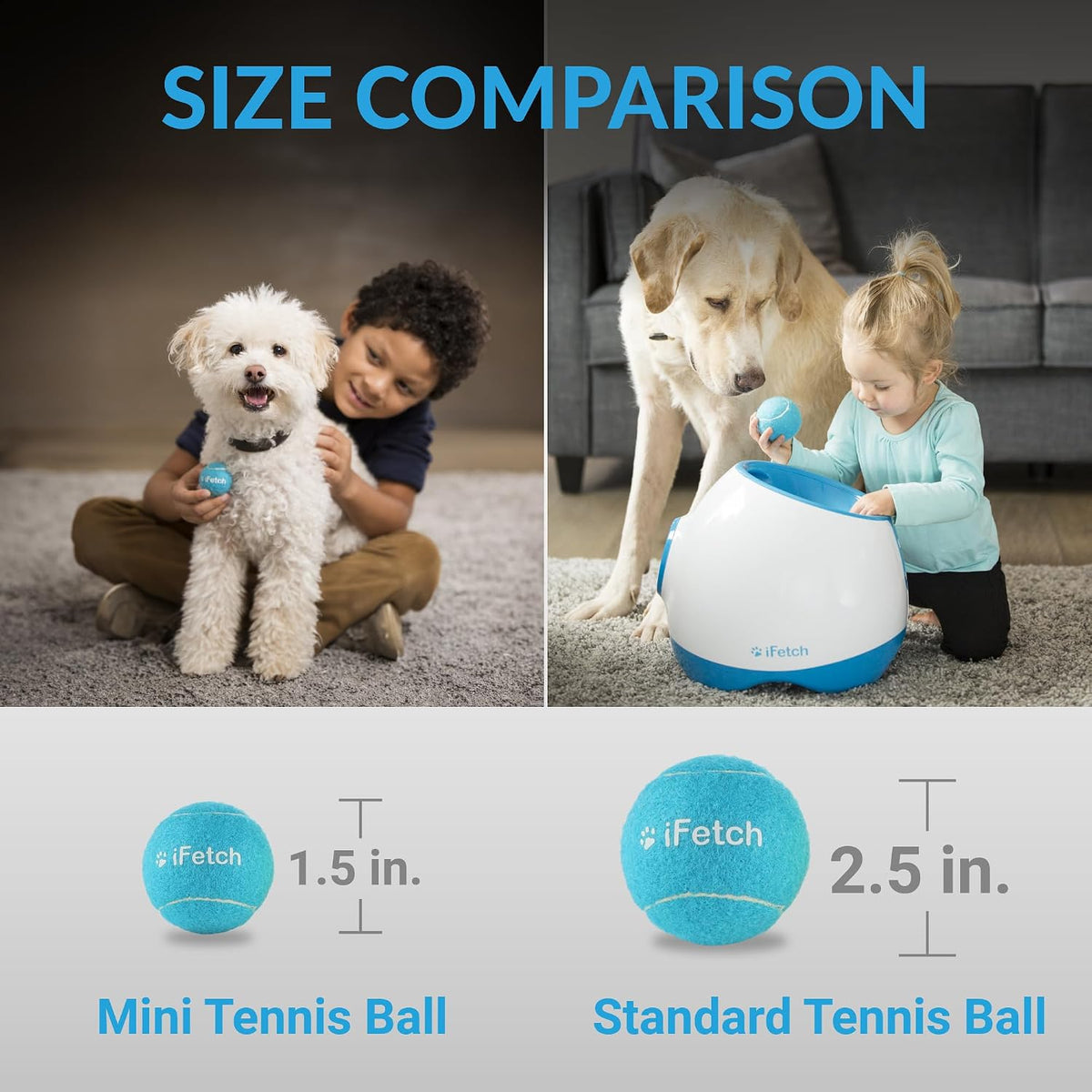 iFetch Mini Tennis Balls for Small and Medium Dogs, Toy Ball 5 Pack, Use with iFetch Automatic Launcher and iFetch Frenzy Brain Game, Blue, 1.5 Inch Diameter - Image 3