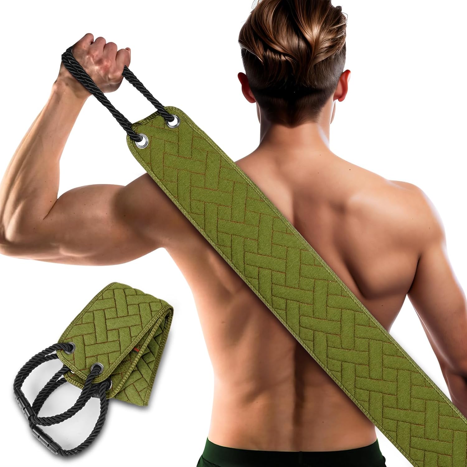 Eaxun 38.5-inch green exfoliating back scrubber front view