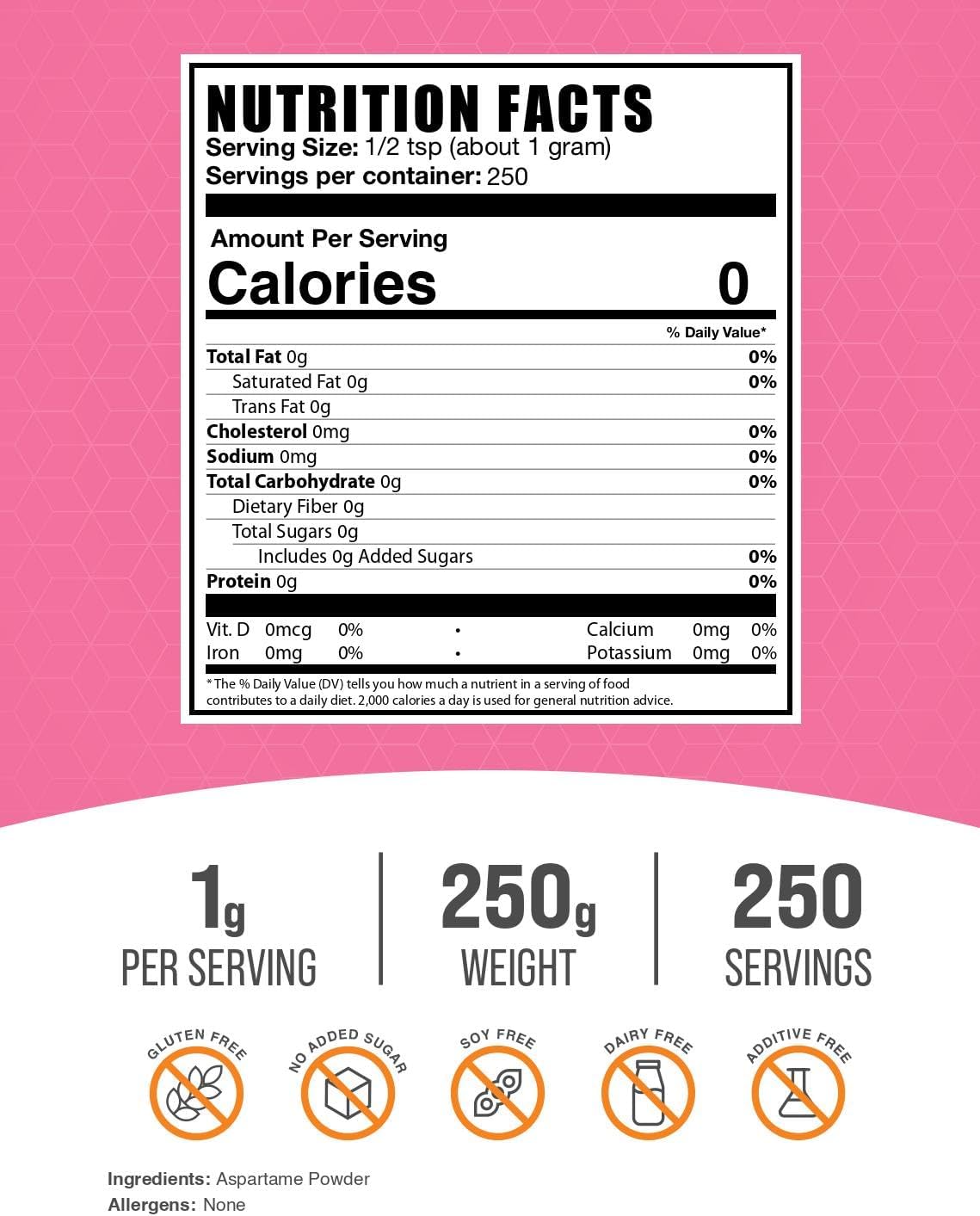 BulkSupplements zero calorie sweetener gluten free powder packaging details