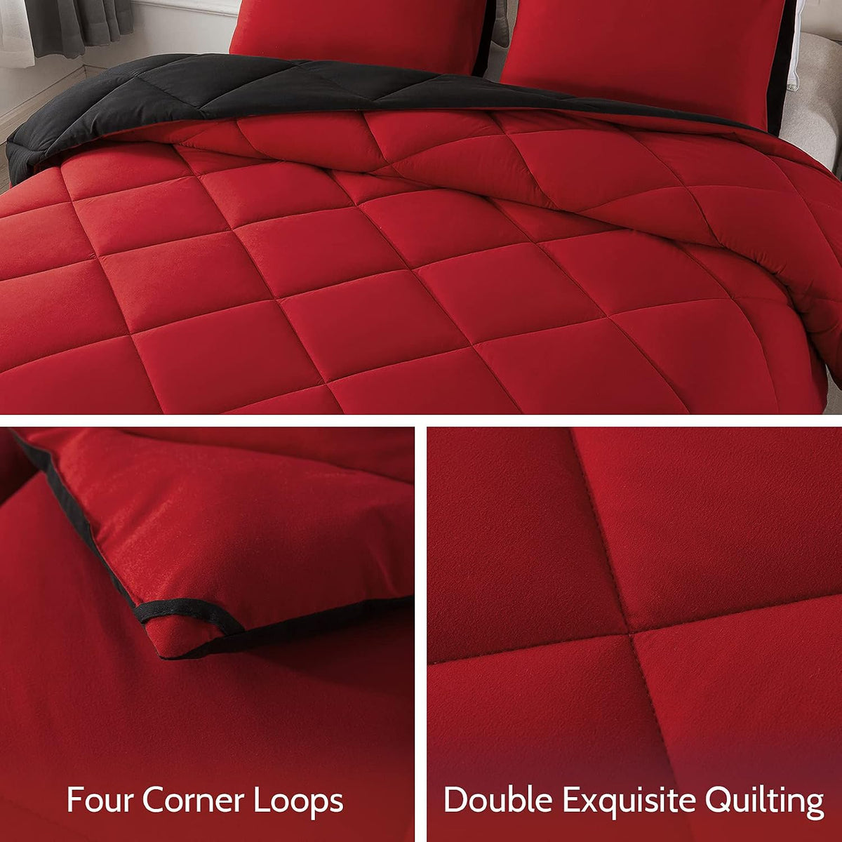 Decroom Lightweight 3 Pieces Comforter Set King Quilted Duvet Insert | White Solid Down Alternative Comforter with 2 Pillow Sham for All Season - Image 12
