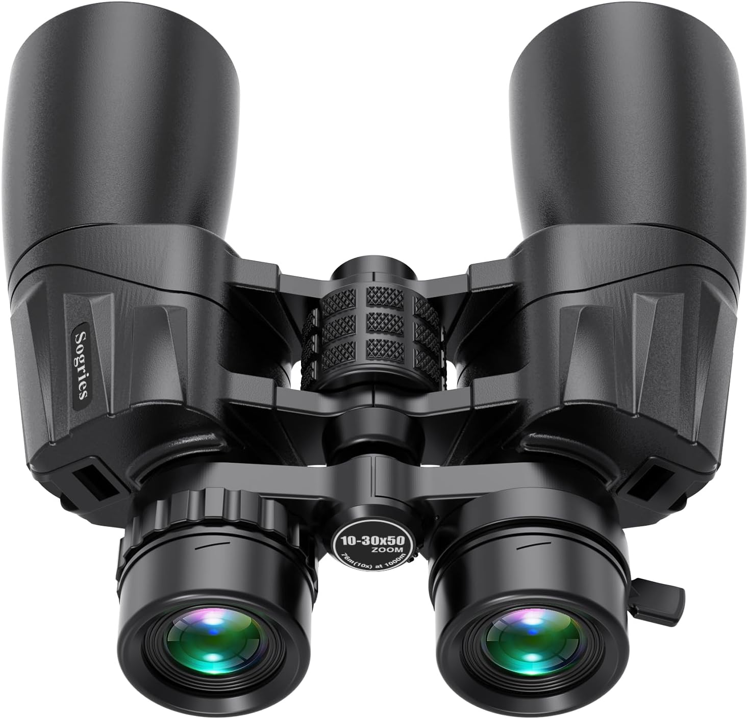 Sogries high powered military zoom binoculars front view showing the fifty millimeter objective lenses