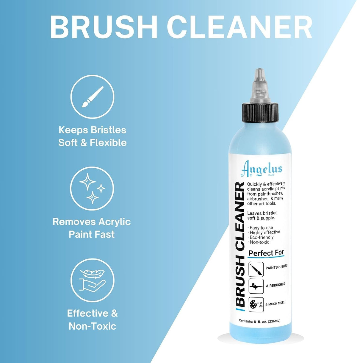 Angelus brush cleaner label details and size