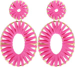 BaubleStar blue raffia hoop earrings flat lay
