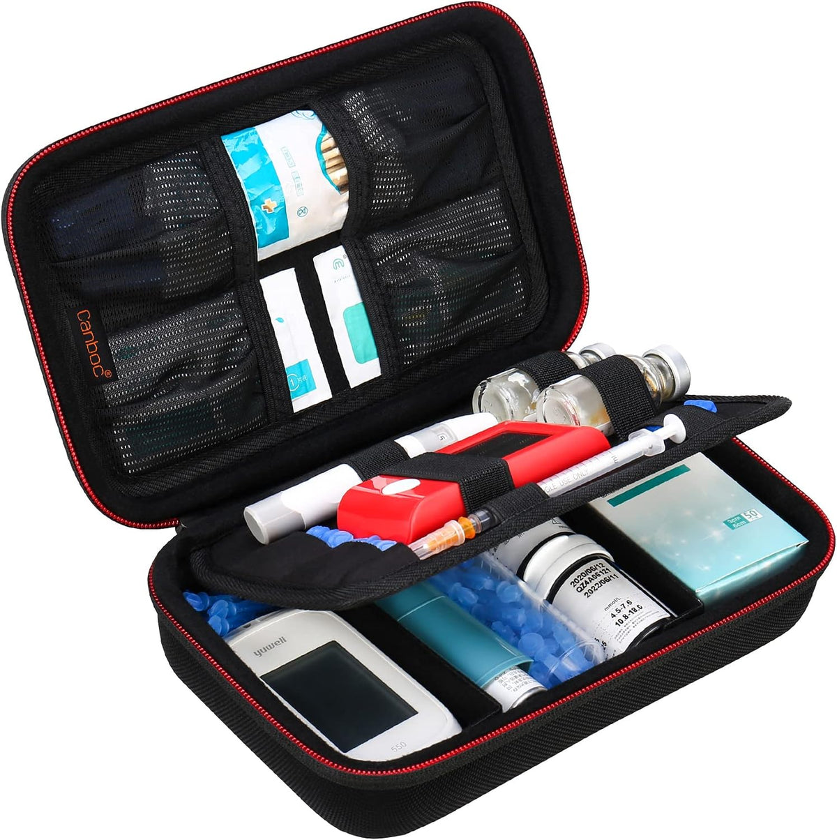 Canboc Diabetic Supplies Travel Case, Carrying Bag for Glucose Meter, Insulin Pens, Blood Sugar Test Strips, Lancets, Syringe, Needle, Medication, Alcohol Wipe or Other Diabetes Care Accessories, Grey - Image 9