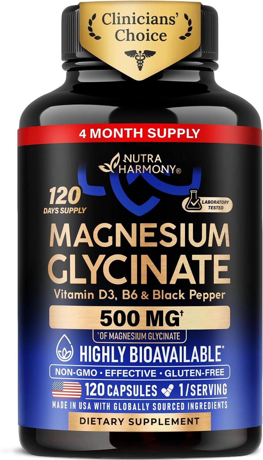 NutraHarmony magnesium glycinate front bottle view