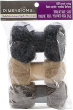 Dimensions Roving Roll close up of black wool section