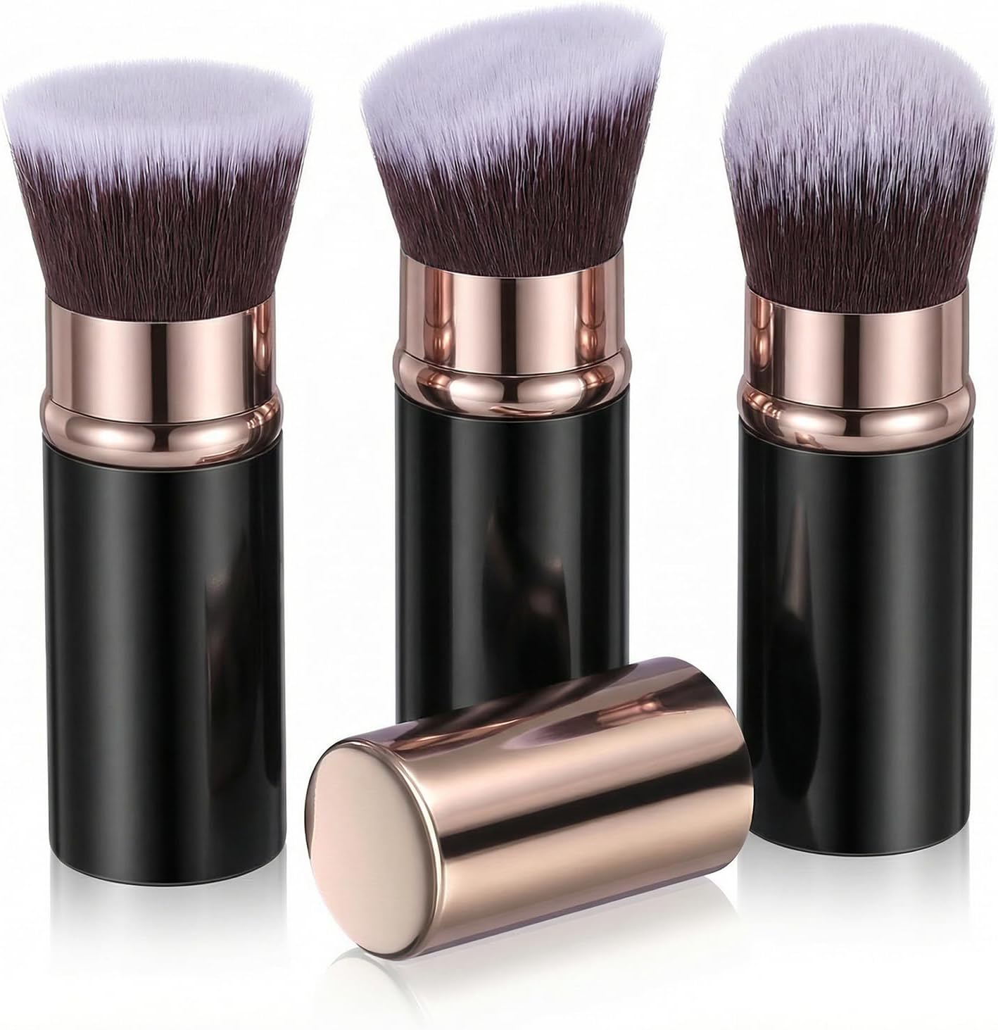 Cobee 3 Pack Retractable Makeup Brush set featuring black and gold handles.