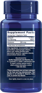 Life Extension Melatonin dietary supplement side label details