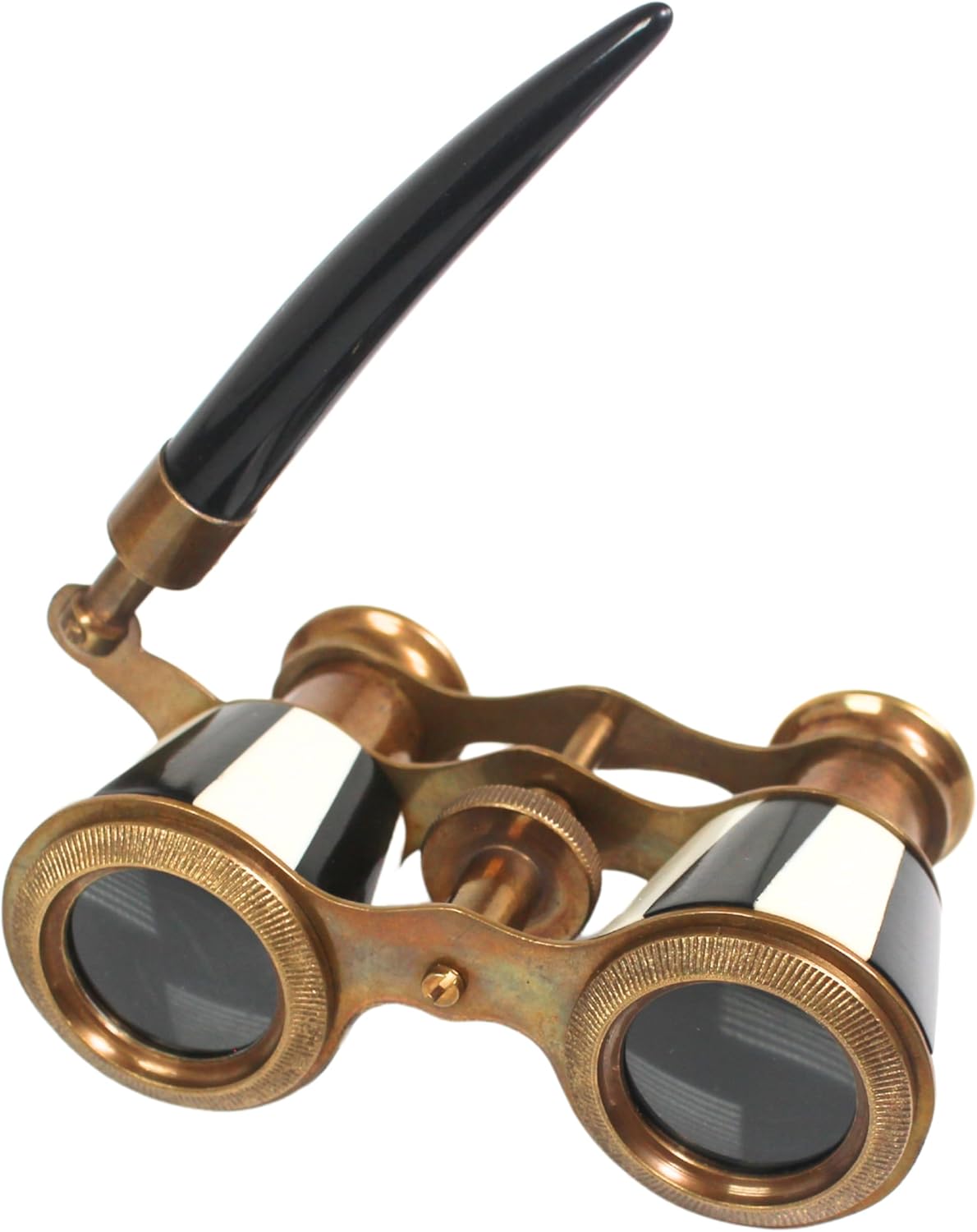 CollectiblesBuy luxury opera glasses front view showing brass body and enamel inlay
