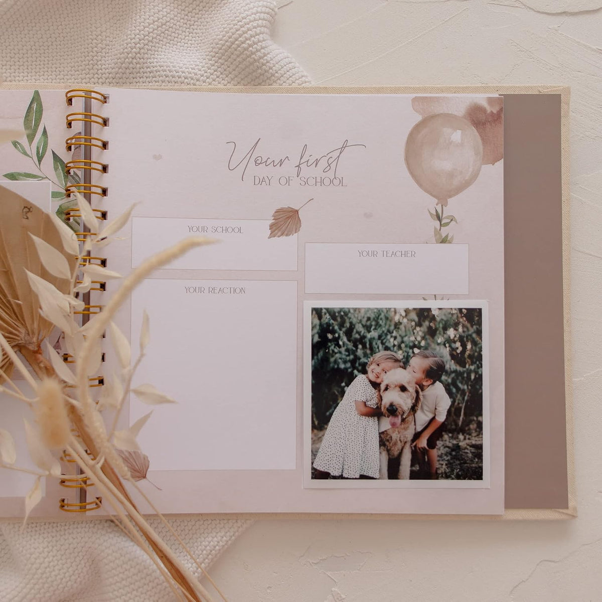 Peachly Unisex Baby Memory Book, Minimalist Baby First Year Keepsake for Milestones, Simple Baby Scrapbook for Boy Girl Milestones, Natural Linen (Haven) - Image 9