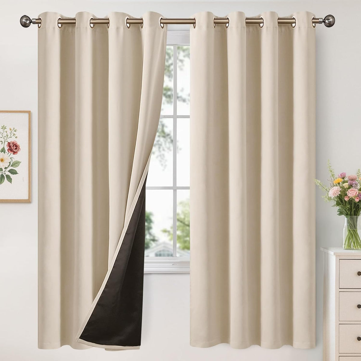 YoungsTex Brown Linen Blackout Curtains 84 Inch Length for Living Room | Thermal Insulated Black Out Drapes with Grommet Privacy Energy Saving for Bedroom Room Darkening, 2 Panels, 52 X 84 Inch - Image 14
