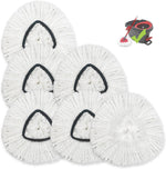 Clean Pioneer microfiber spin mop replacement heads six pack front view showcasing the white absorbent strands.