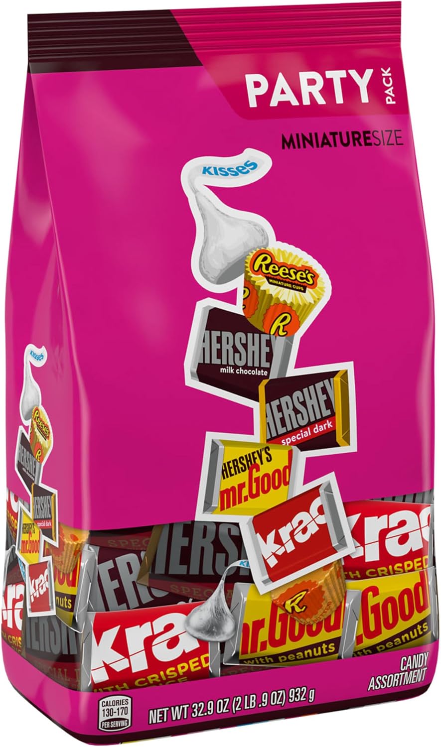 American imported chocolate variety pack featuring miniature Reese's cups and Hershey bars