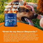 Close up view of Zesty Paws chicken flavor calming soft chews for pets.