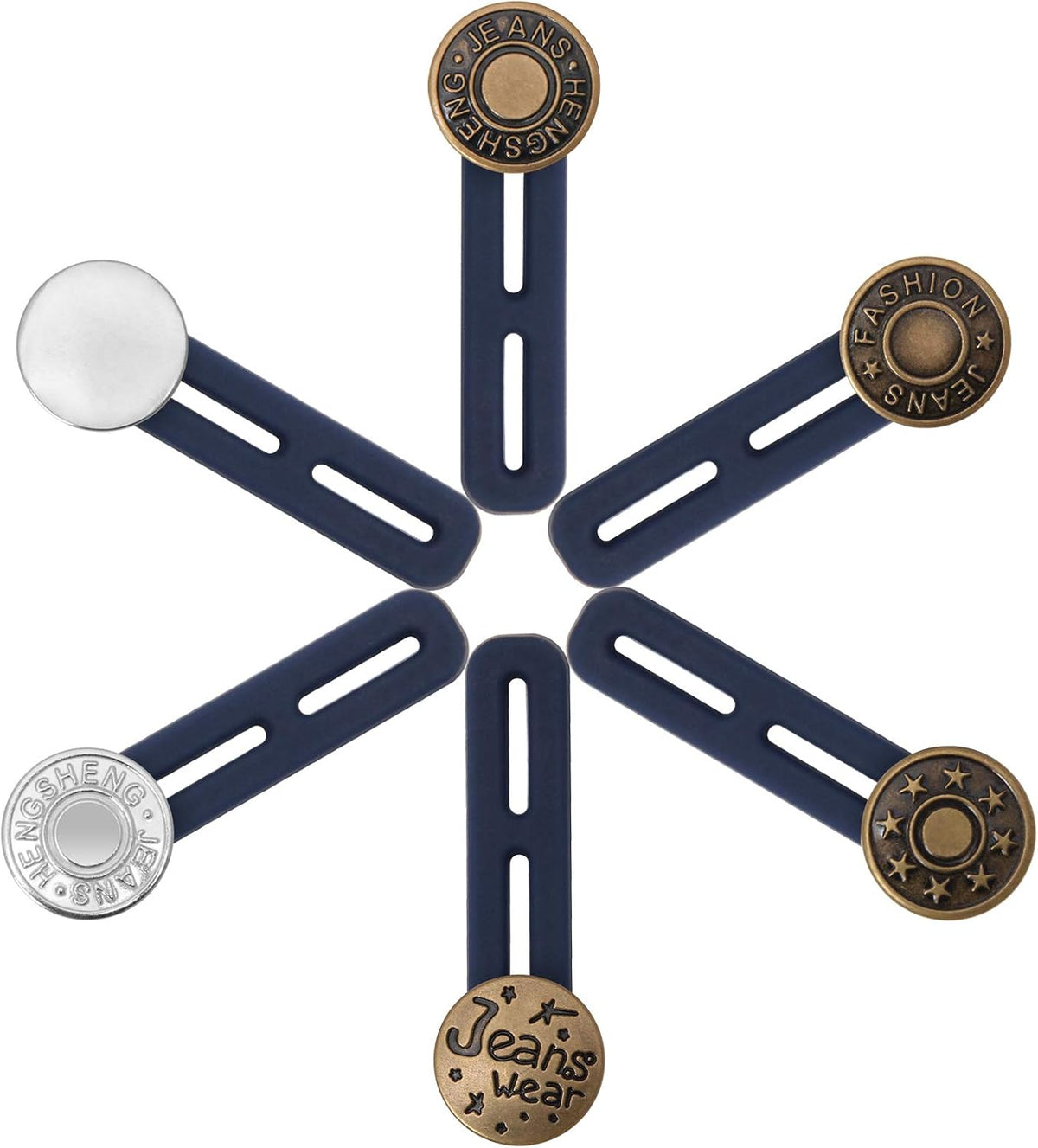 Luxiv 6P pants extender buttons front view with metal finish