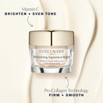 Estee Lauder brightening moisturizer jar with Vitamin C on a clean background