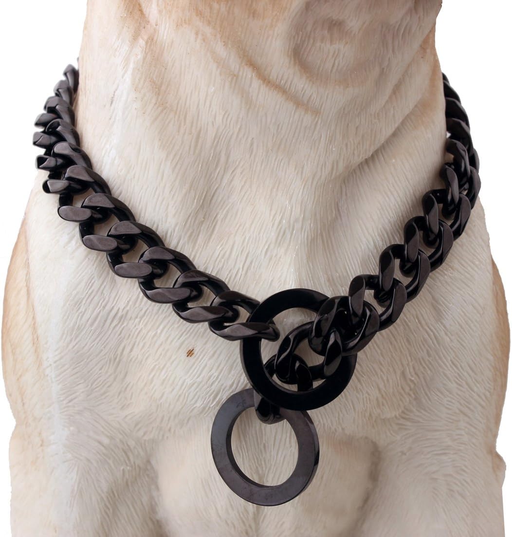 W/W Lifetime durable pet chain collar polished links to prevent fur pulling