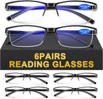 Aimisuv 6 pack reading glasses front view blue light blocking