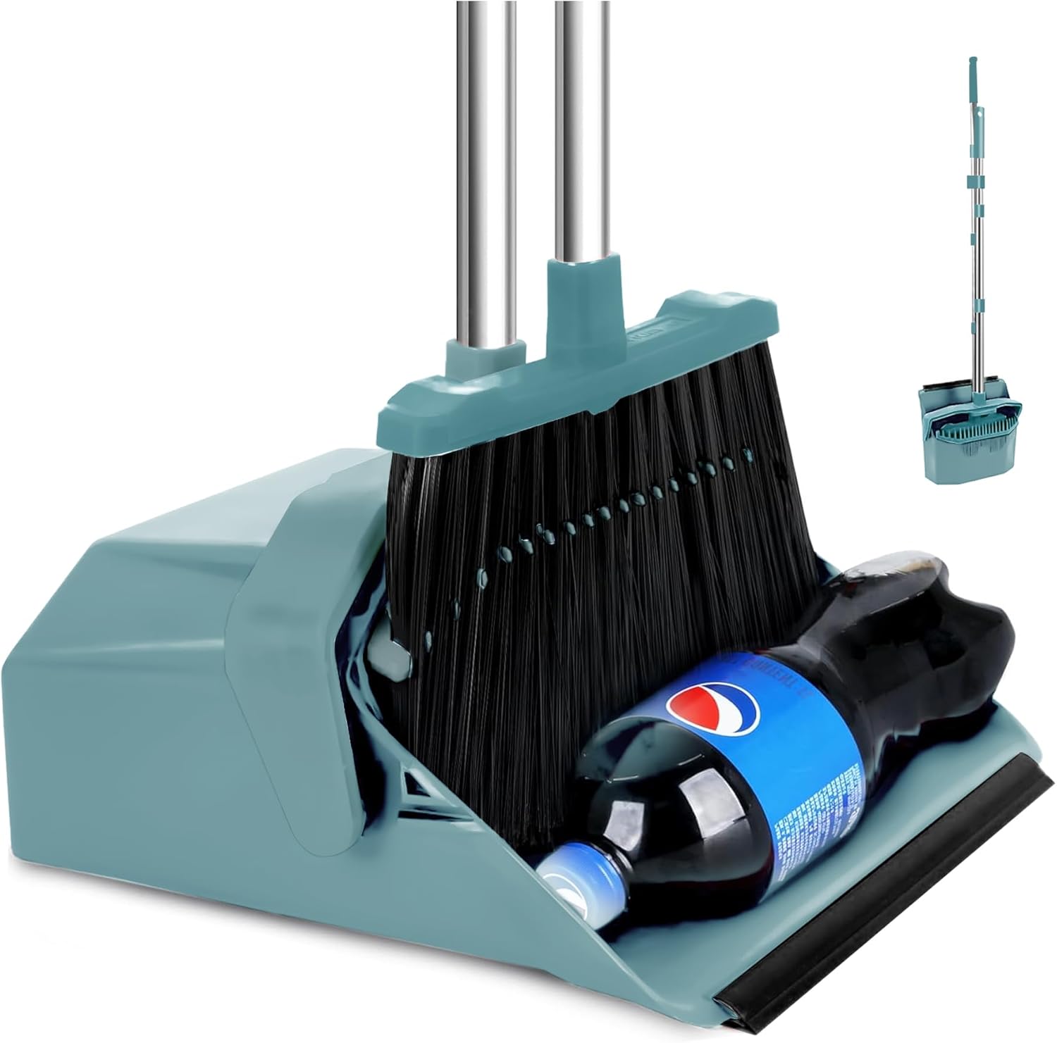 Tiumso Upgraded Broom and Dustpan Set front view standing upright