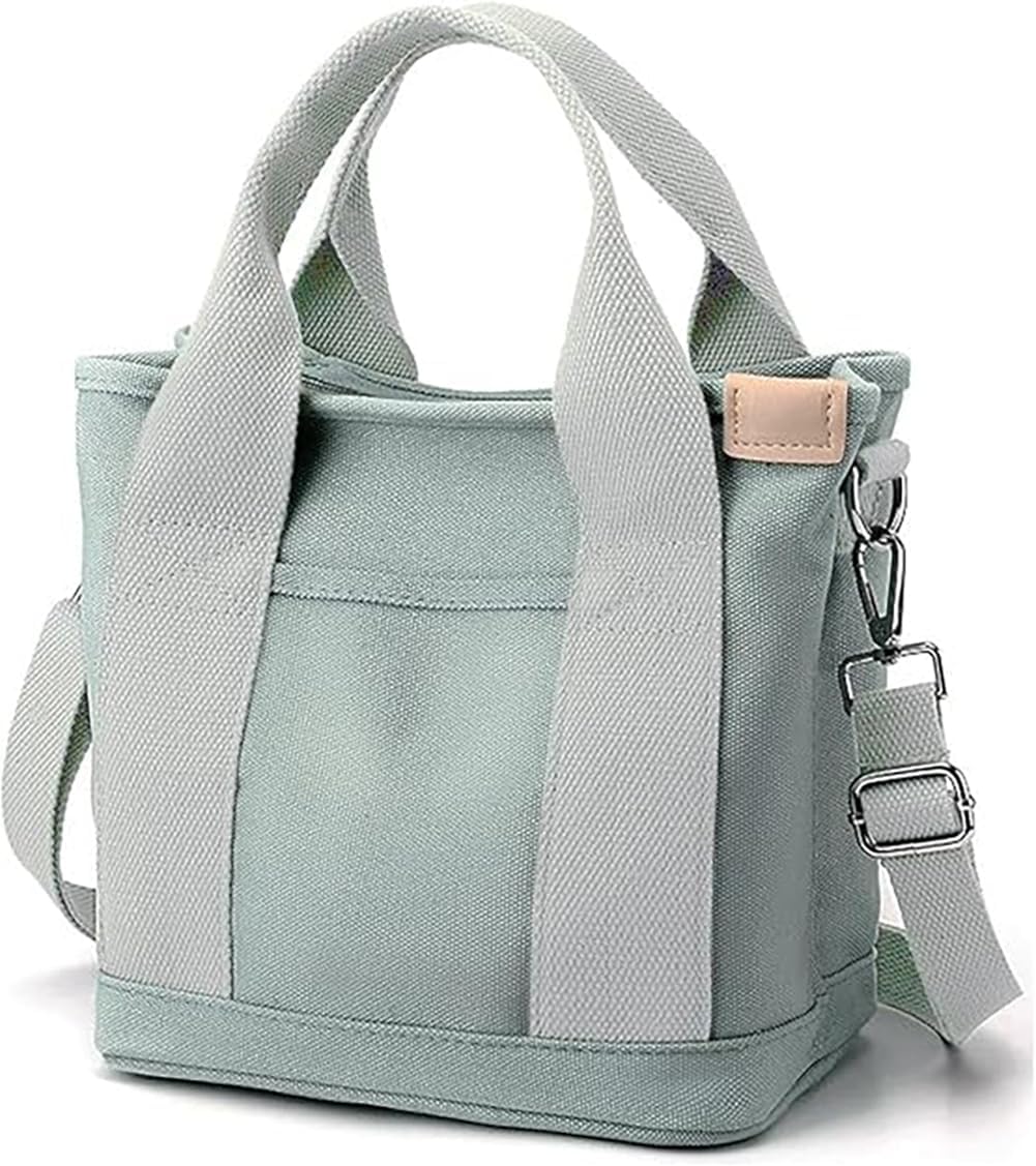 Small Tote Bag with Zipper, 2024 Canvas Multi-Pocket Crossbody Bag Shoulder Bag Satchel Hobo Bag Messenger Bag - Image 9