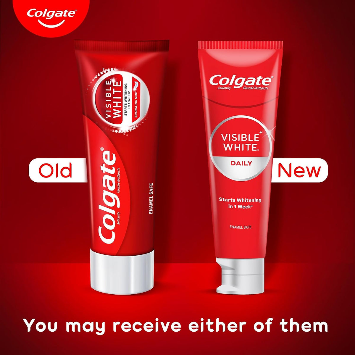 Colgate Visible White 50g sparkling mint variant packaging side angle