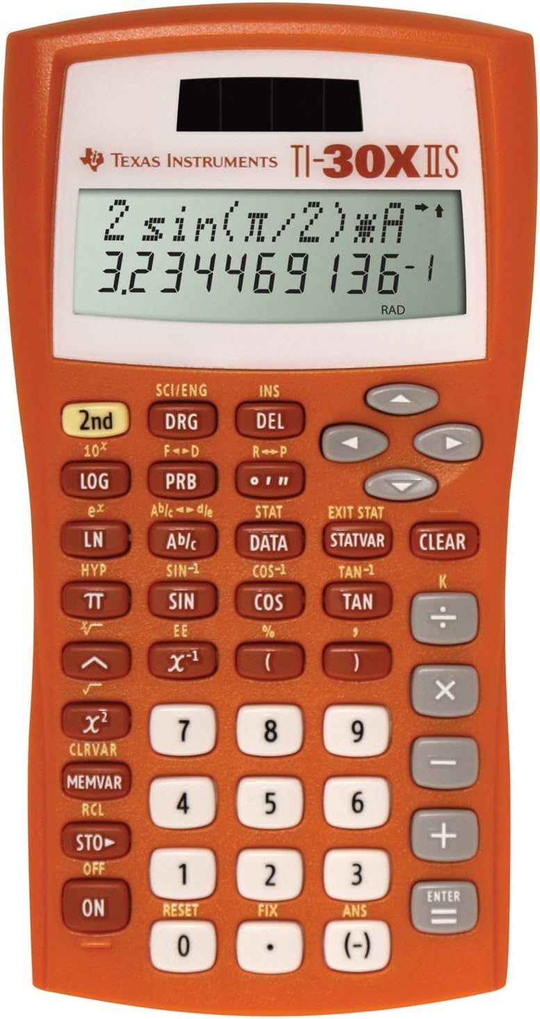 Texas Instruments TI-30X IIS 2-Line Scientific Calculator, Orange - Image 1