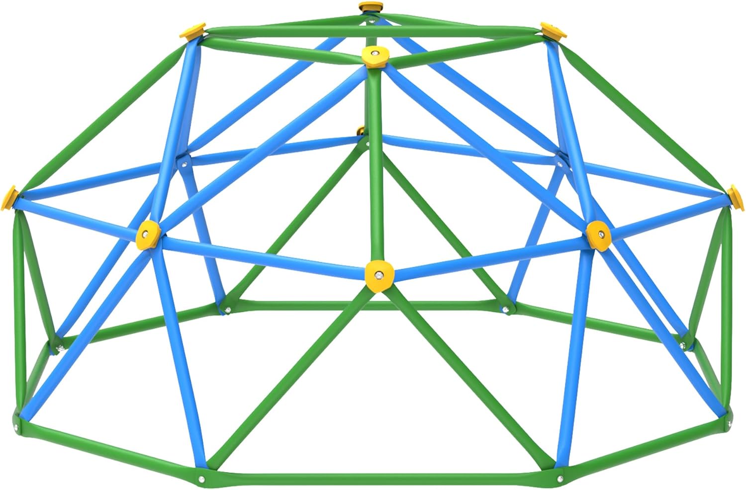 Gardenature 6 Feet Climbing Dome front view of the blue and green geometric jungle gym structure for kids backyard play.
