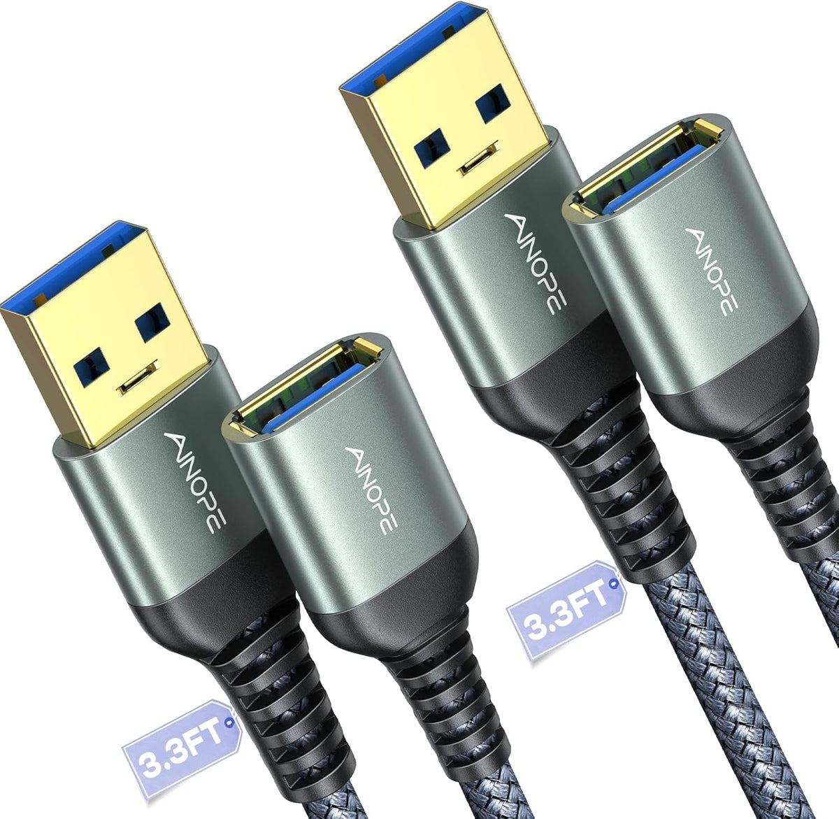 AINOPE USB Extension Cable,USB Extender,USB 3.0 Extension Cable, Male to Female Cord High Data Transfer Compatible with Webcam,USBKeyboard,Flash Drive,Hard Drive,Printer,20FT,Grey - Image 11